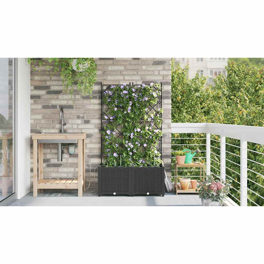 Ghivece pentru grădină Negru 80 x 40 x 142 cm Oțel GartenMobel Dekor