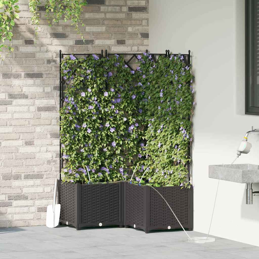 Ghivece pentru grădină Negru 80 x 80 x 142 cm Oțel GartenMobel Dekor