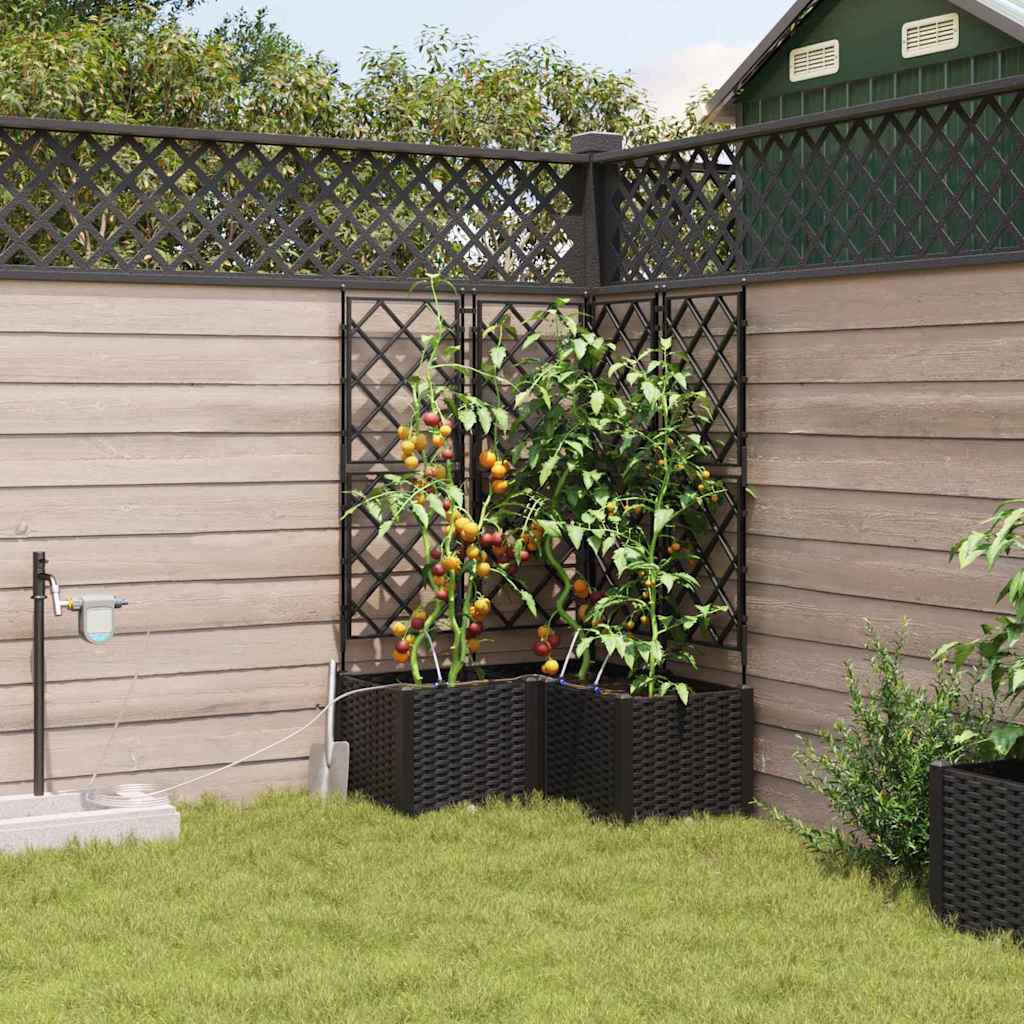 Ghivece pentru grădină Negru 80 x 80 x 142 cm Oțel GartenMobel Dekor