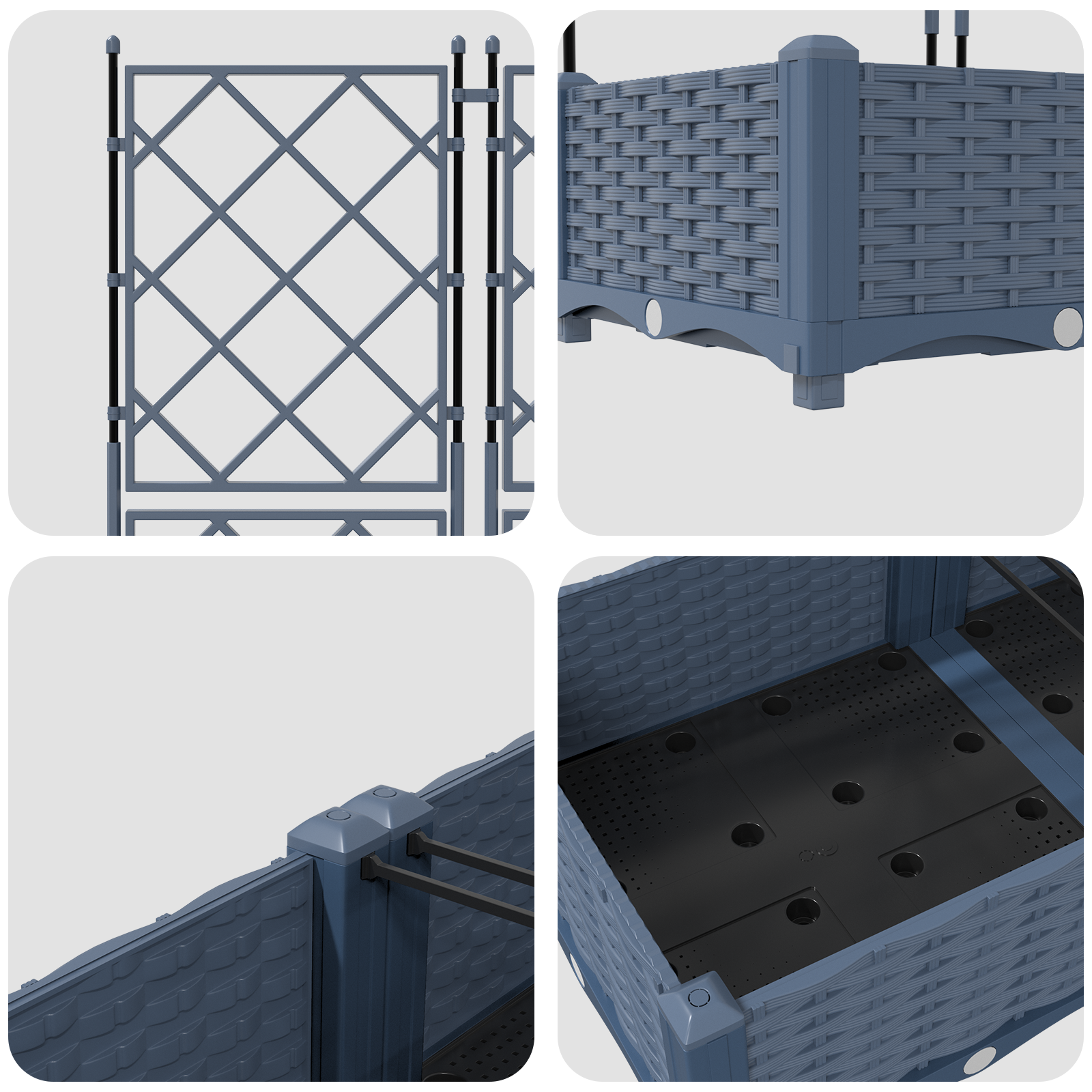 Ghiveci de grădină cu trellis 2 pcs Gri 80 x 40 x 125.5 cm PP GartenMobel Dekor