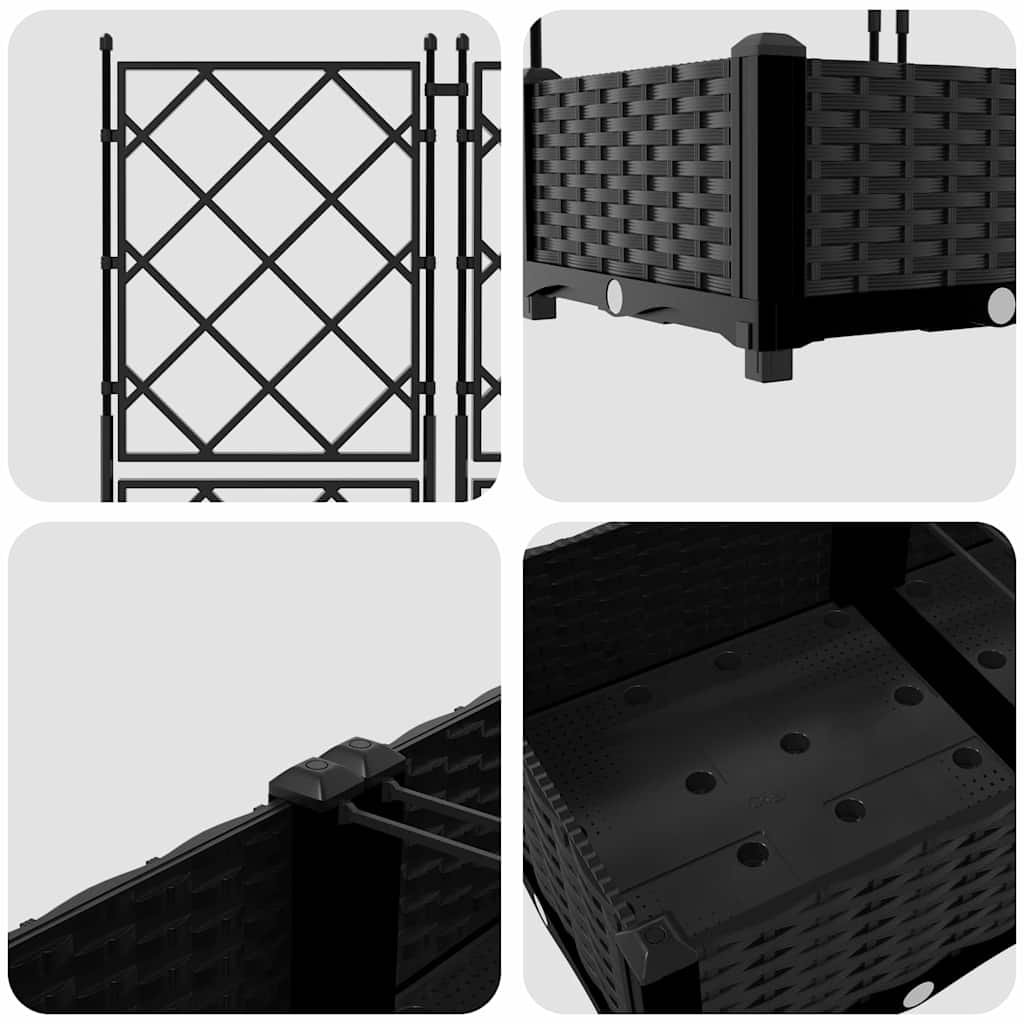 Ghiveci de grădină cu trellis 2 pcs Negru 80 x 40 x 125.5 cm PP GartenMobel Dekor
