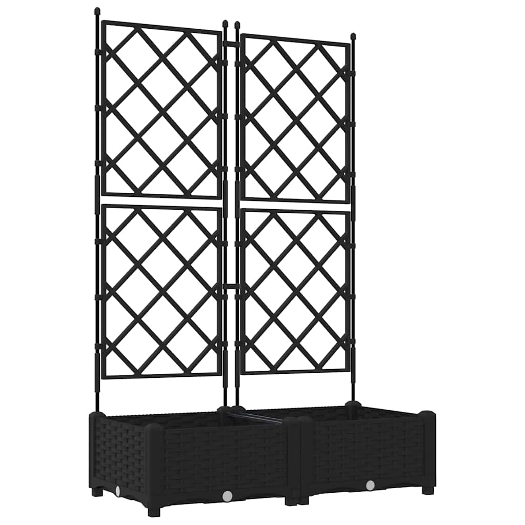 Ghiveci de grădină cu trellis 2 pcs Negru 80 x 40 x 125.5 cm PP GartenMobel Dekor