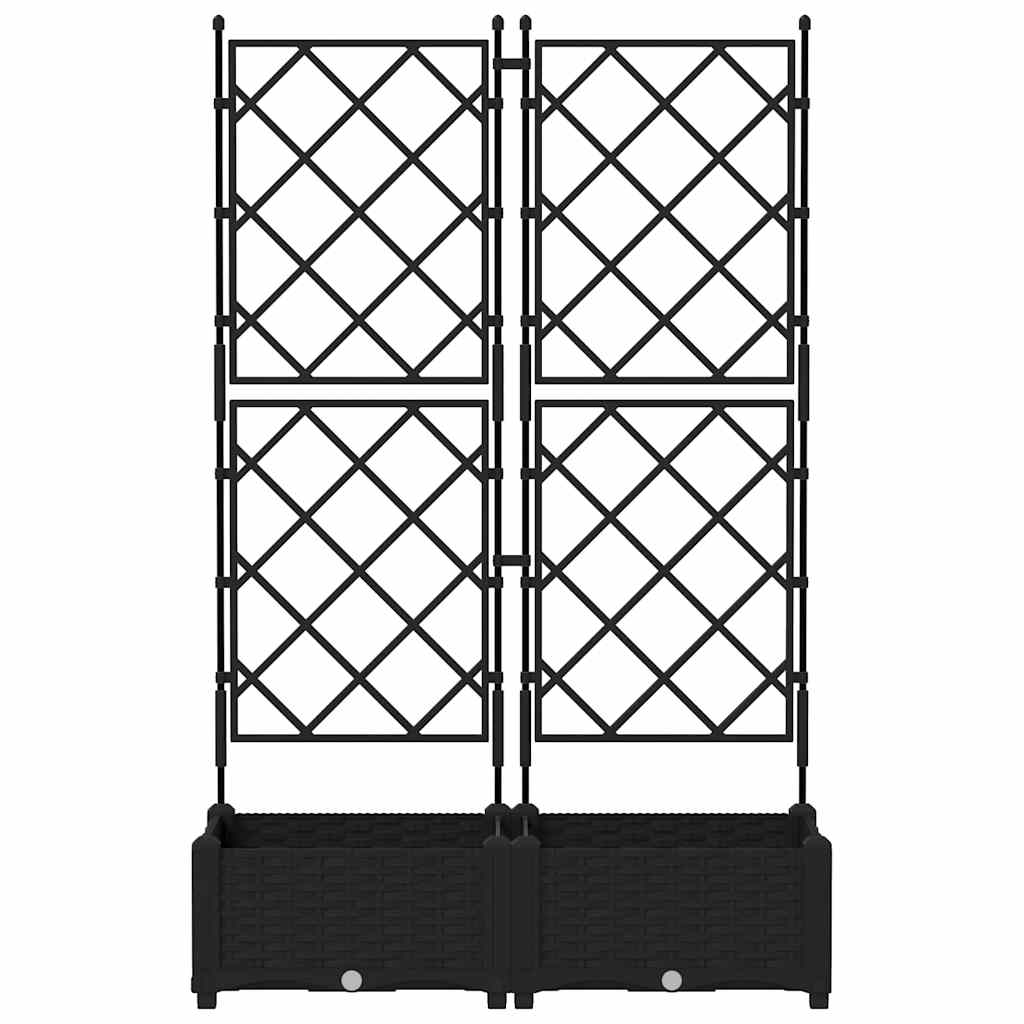 Ghiveci de grădină cu trellis 2 pcs Negru 80 x 40 x 125.5 cm PP GartenMobel Dekor