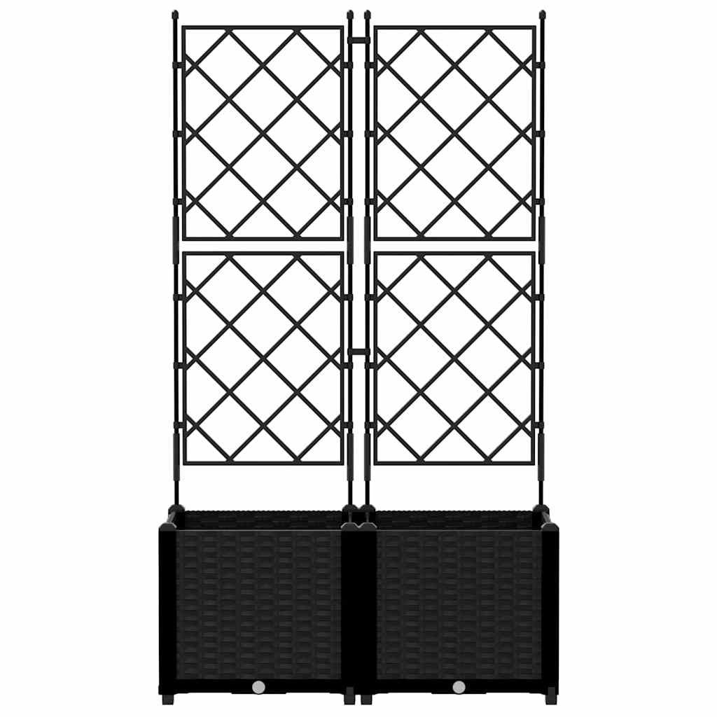 Ghiveci de grădină cu trellis 2 pcs Negru 80 x 40 x 143 cm PP GartenMobel Dekor