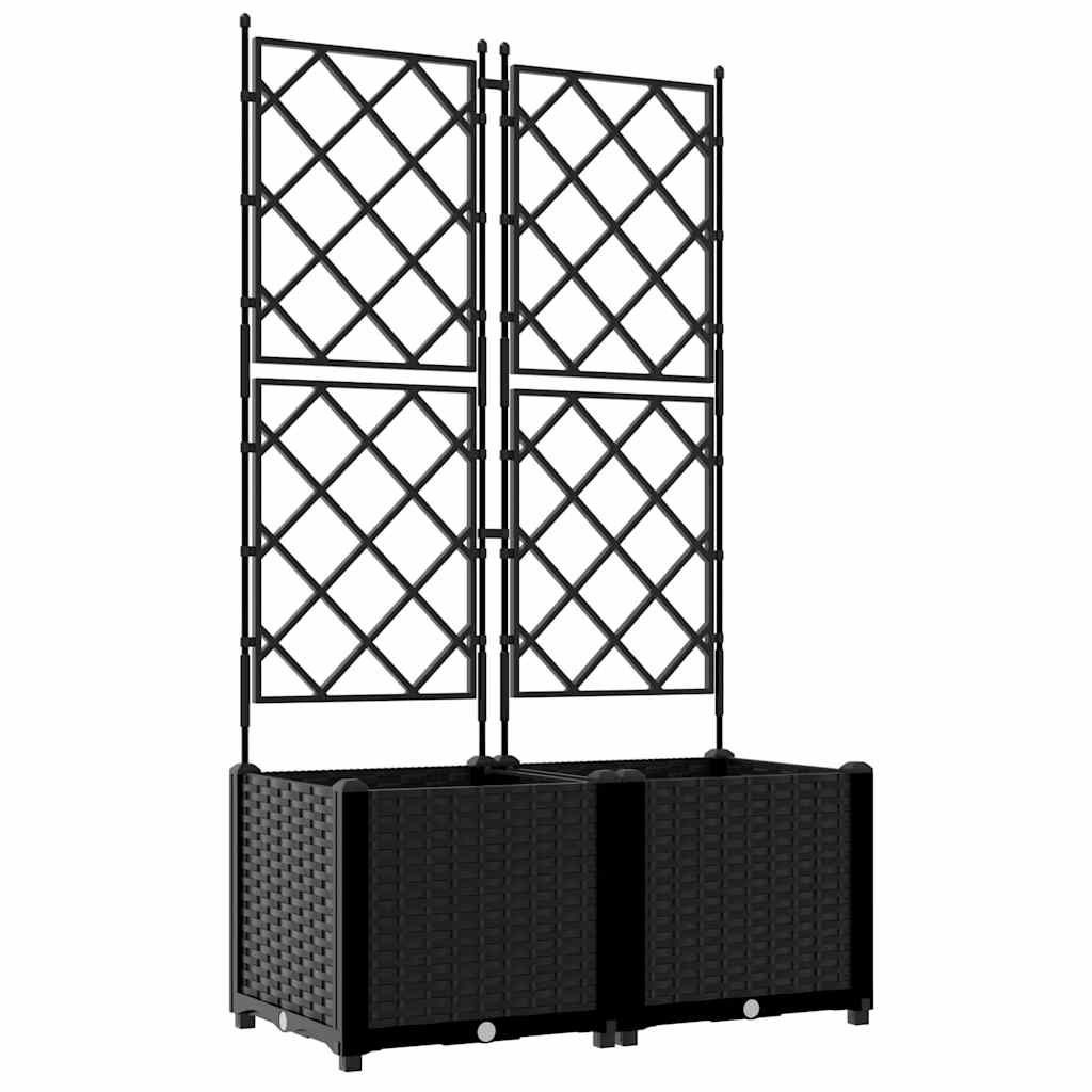 Ghiveci de grădină cu trellis 2 pcs Negru 80 x 40 x 143 cm PP GartenMobel Dekor