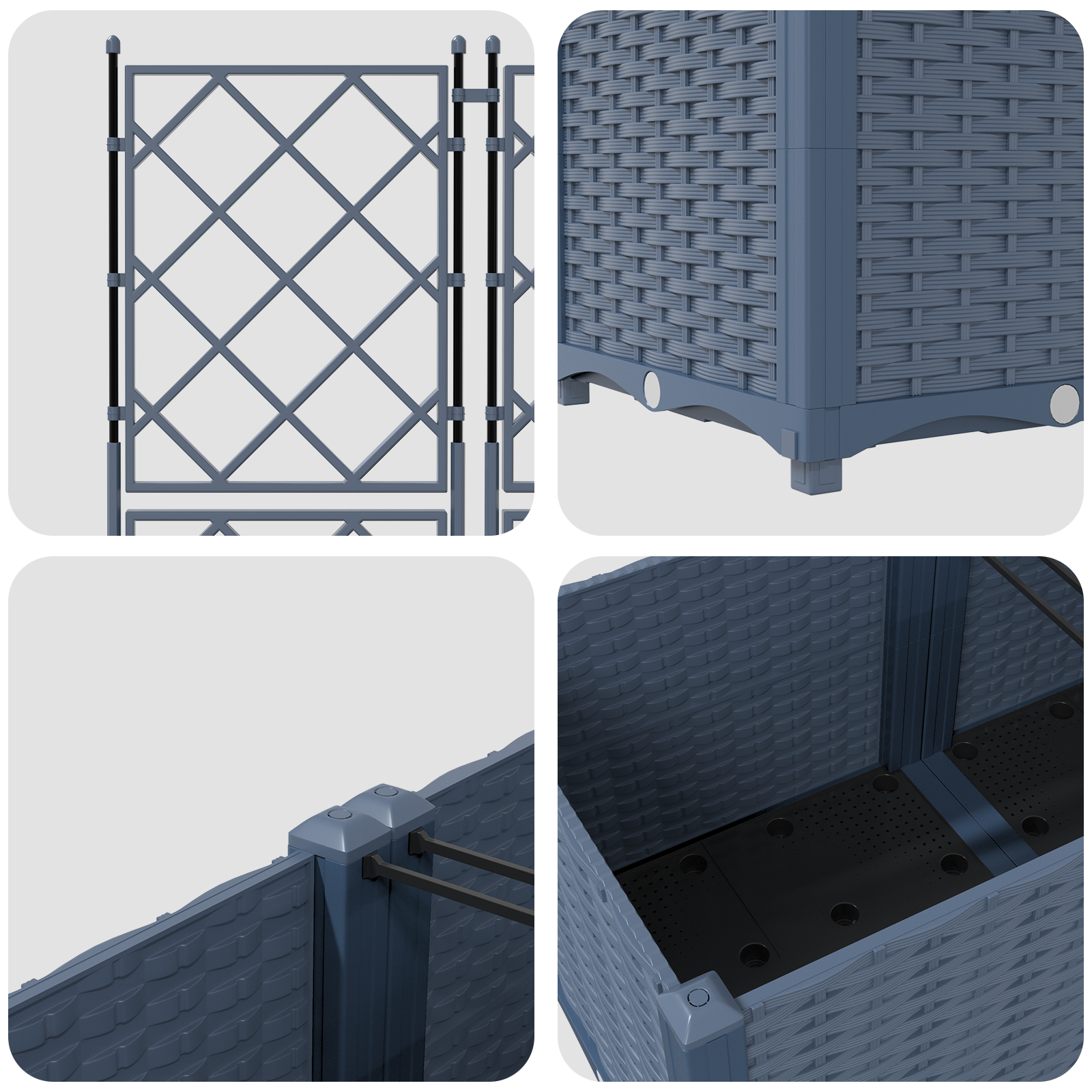 Ghiveci de grădină cu trellis 3 pcs Gri 80 x 80 x 143 cm PP GartenMobel Dekor