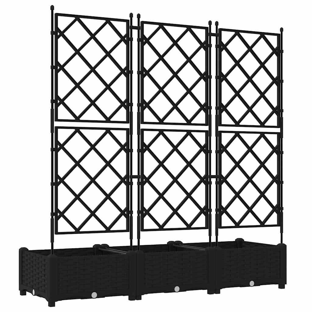 Ghiveci de grădină cu trellis 3 pcs Negru 120 x 40 x 125.5 cm GartenMobel Dekor