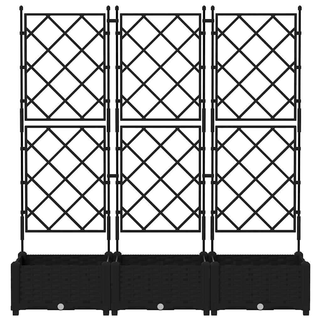 Ghiveci de grădină cu trellis 3 pcs Negru 120 x 40 x 125.5 cm GartenMobel Dekor