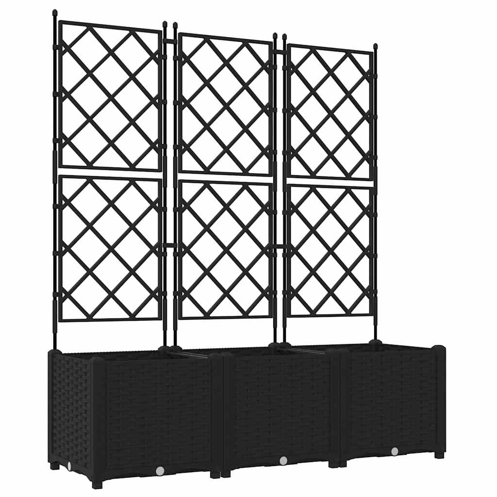 Ghiveci de grădină cu trellis 3 pcs Negru 120 x 40 x 143 cm PP GartenMobel Dekor