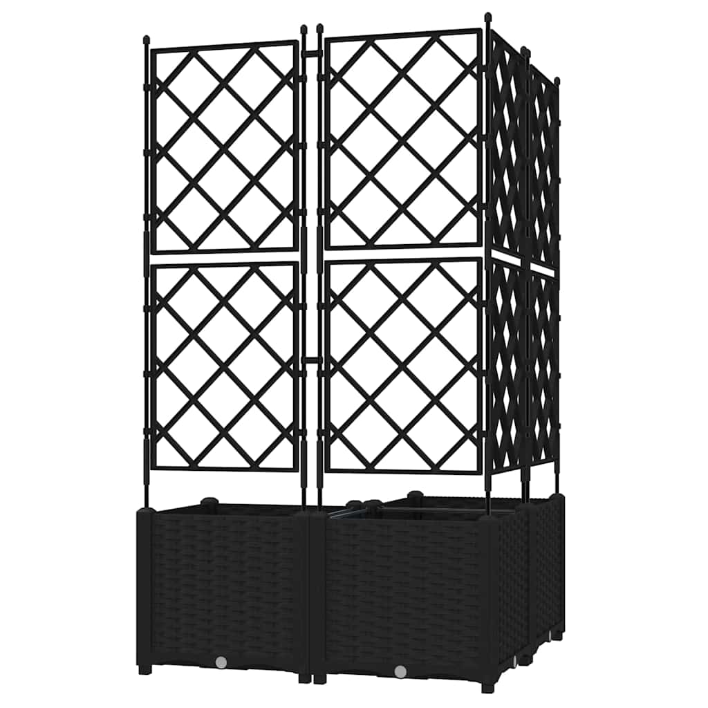 Ghiveci de grădină cu trellis 3 pcs Negru 80 x 80 x 143 cm PP GartenMobel Dekor