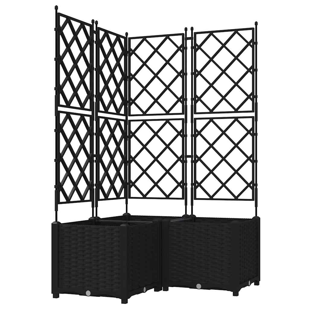 Ghiveci de grădină cu trellis 3 pcs Negru 80 x 80 x 143 cm PP GartenMobel Dekor