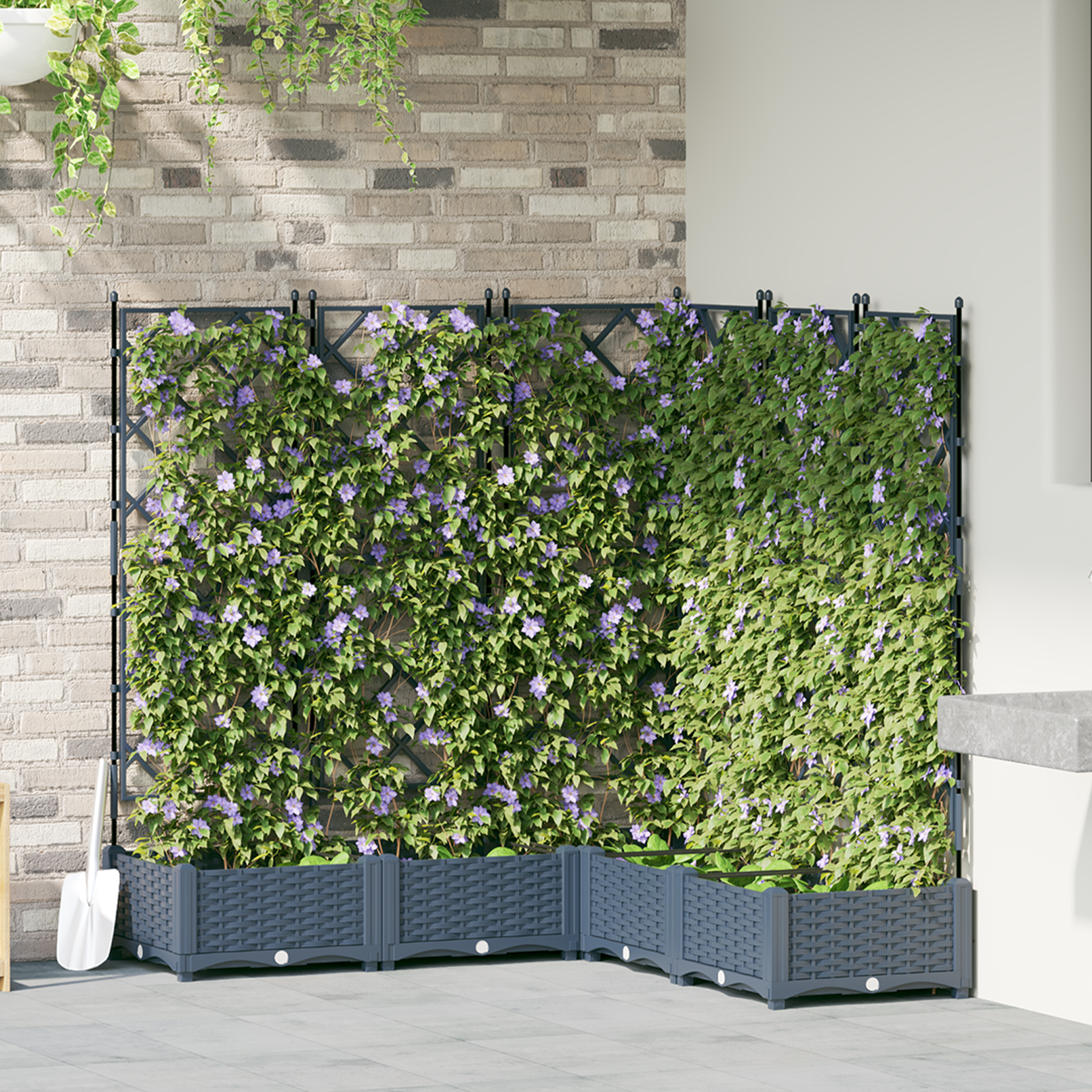 Ghiveci de grădină cu trellis 5 pcs Gri 120 x 120 x 125.5 cm PP GartenMobel Dekor