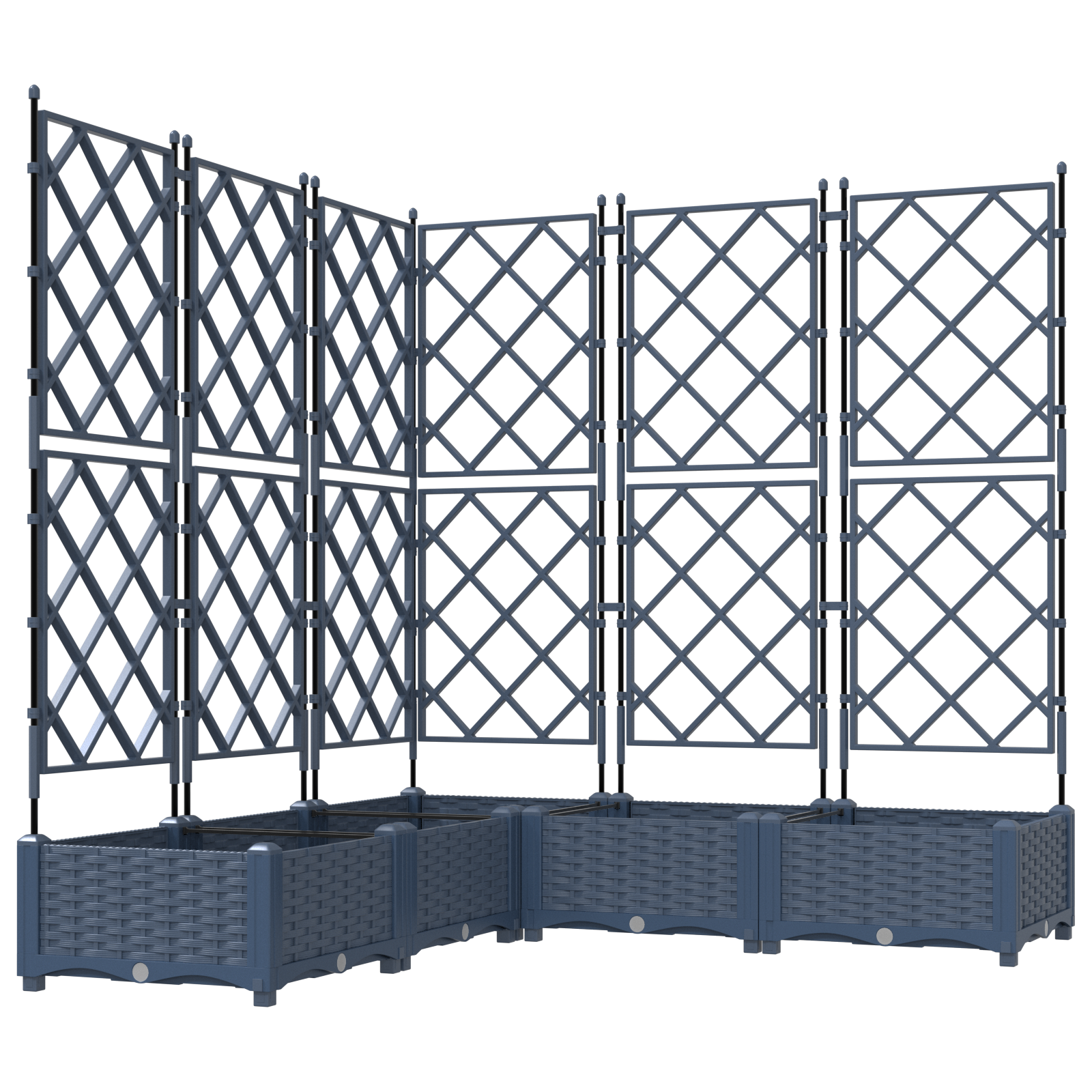 Ghiveci de grădină cu trellis 5 pcs Gri 120 x 120 x 125.5 cm PP GartenMobel Dekor