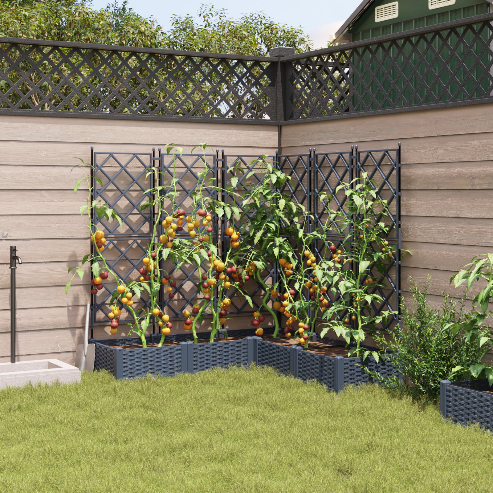 Ghiveci de grădină cu trellis 5 pcs Gri 120 x 120 x 125.5 cm PP GartenMobel Dekor