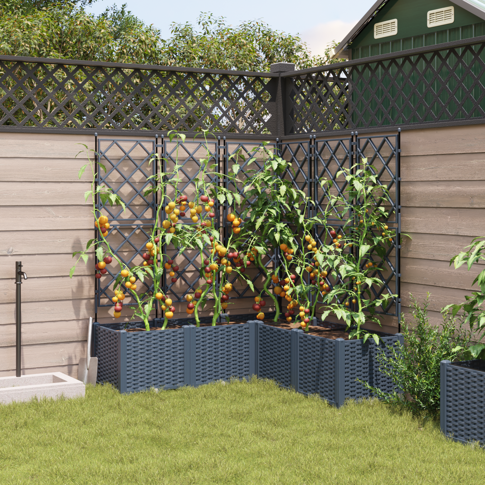 Ghiveci de grădină cu trellis 5 pcs Gri 120 x 120 x 143 cm PP GartenMobel Dekor