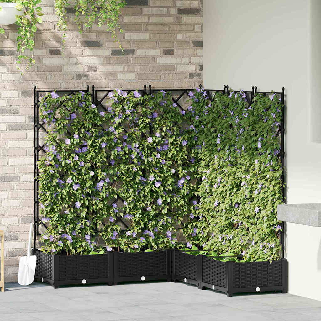 Ghiveci de grădină cu trellis 5 pcs Negru 120 x 120 x 125.5 cm GartenMobel Dekor