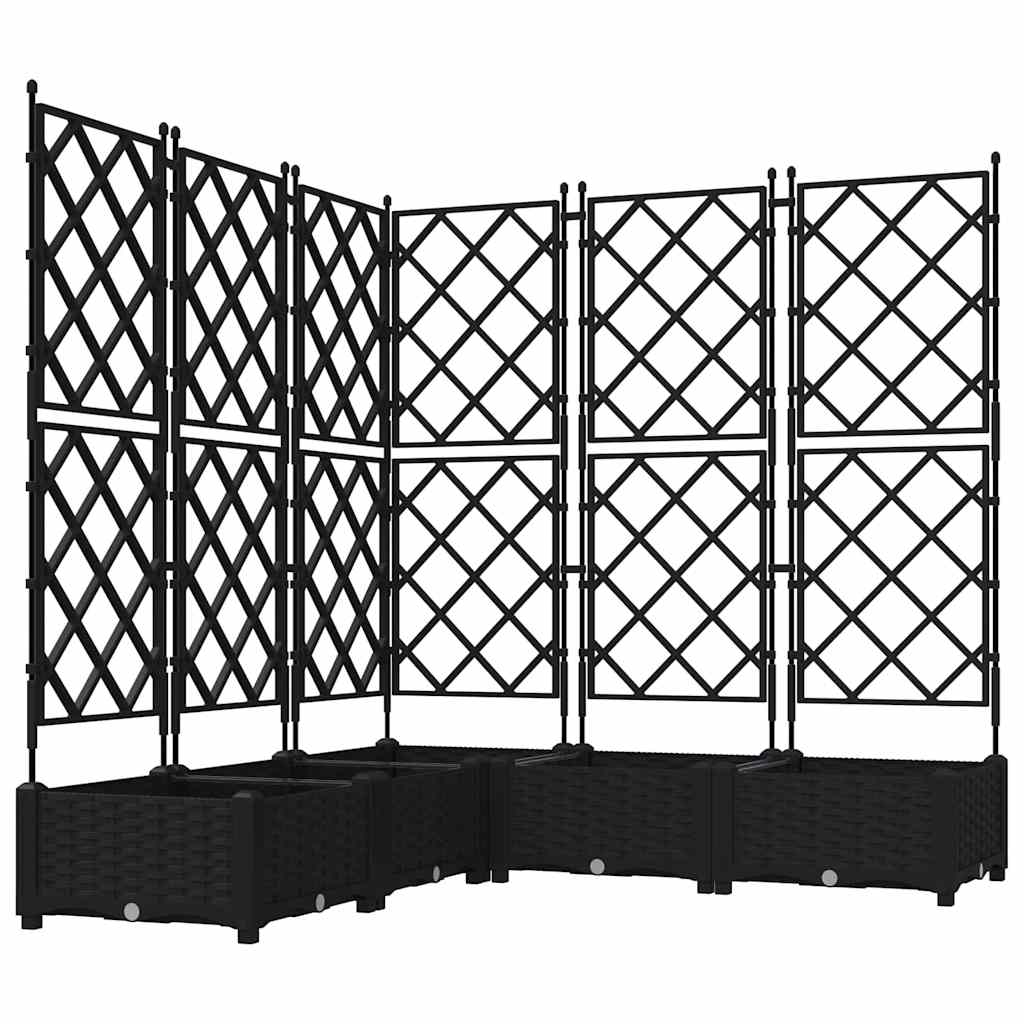 Ghiveci de grădină cu trellis 5 pcs Negru 120 x 120 x 125.5 cm GartenMobel Dekor