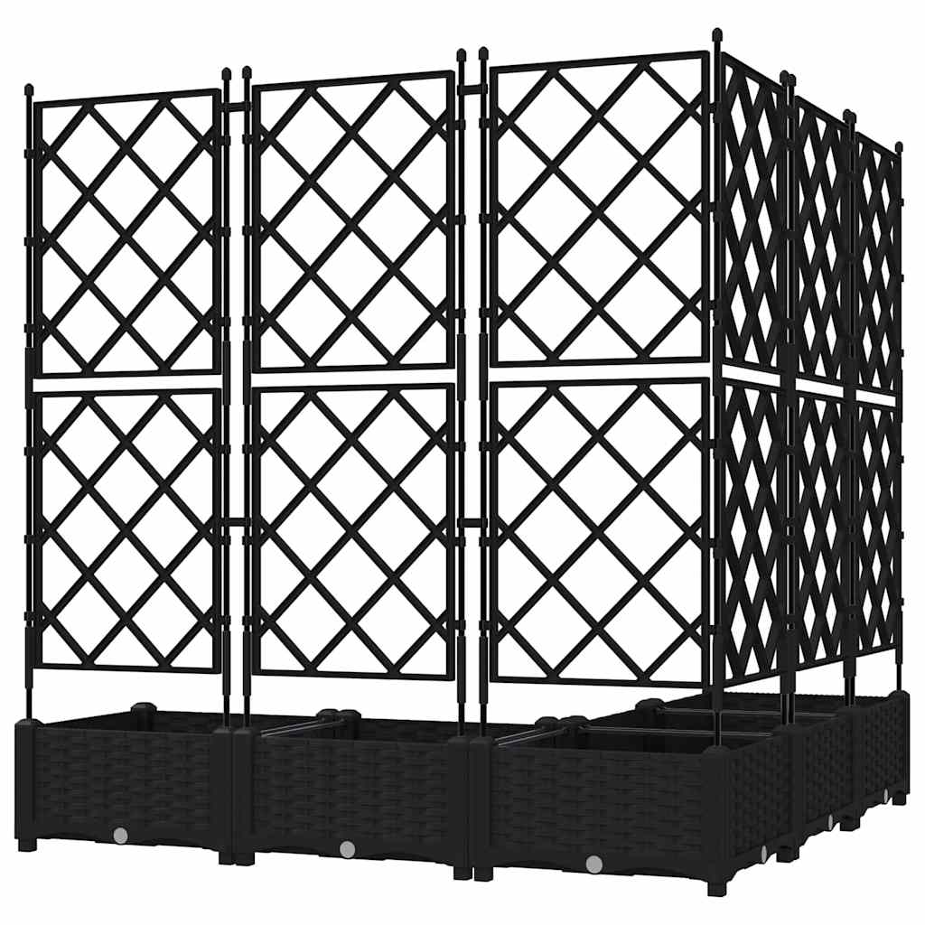 Ghiveci de grădină cu trellis 5 pcs Negru 120 x 120 x 125.5 cm GartenMobel Dekor