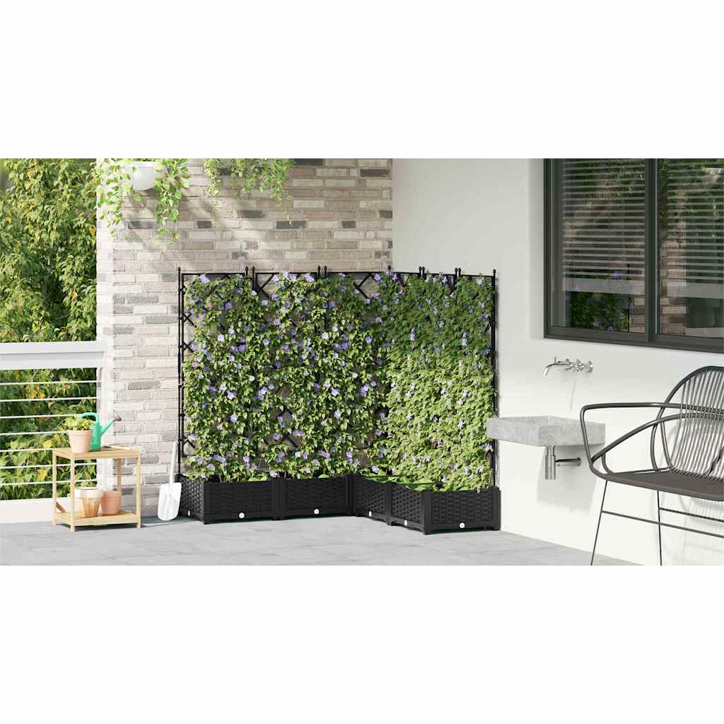 Ghiveci de grădină cu trellis 5 pcs Negru 120 x 120 x 125.5 cm GartenMobel Dekor