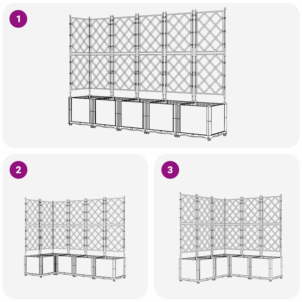 Ghiveci de grădină cu trellis 5 pcs Negru 120 x 120 x 143 cm PP GartenMobel Dekor