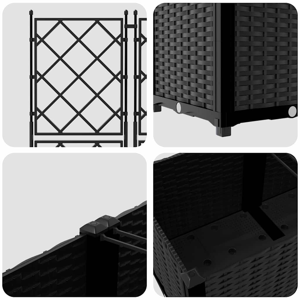 Ghiveci de grădină cu trellis 5 pcs Negru 120 x 120 x 143 cm PP GartenMobel Dekor
