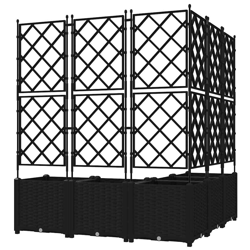 Ghiveci de grădină cu trellis 5 pcs Negru 120 x 120 x 143 cm PP GartenMobel Dekor
