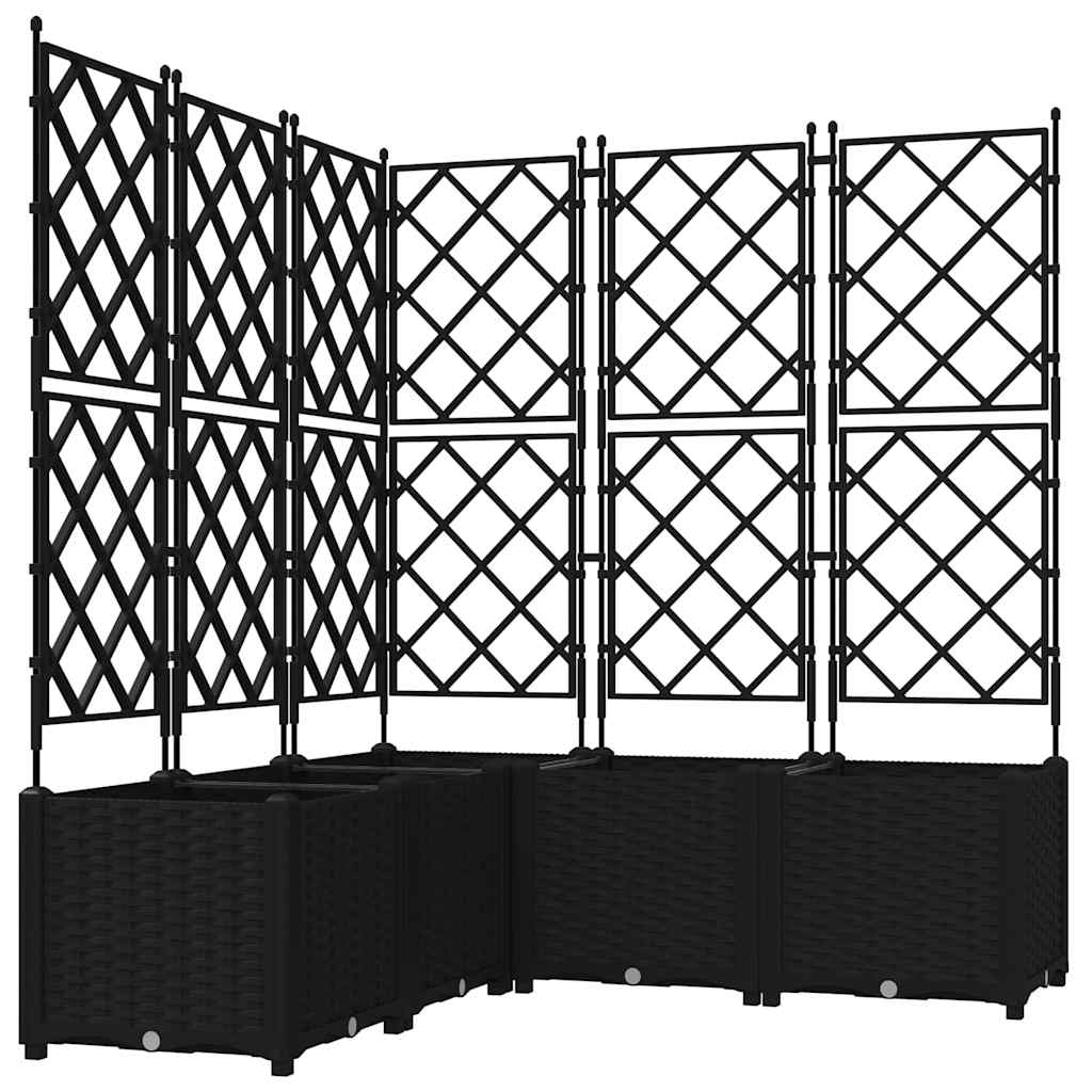 Ghiveci de grădină cu trellis 5 pcs Negru 120 x 120 x 143 cm PP GartenMobel Dekor