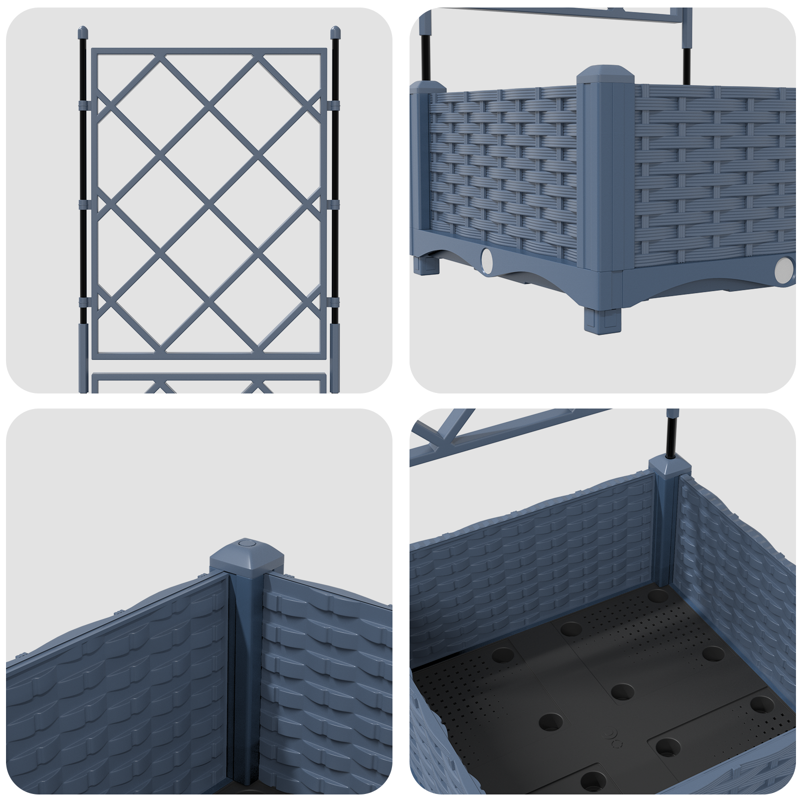 Ghiveci de grădină cu trellis Gri 40 x 40 x 125.5 cm PP GartenMobel Dekor