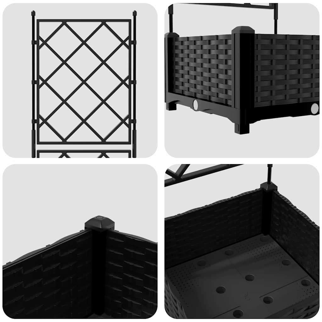 Ghiveci de grădină cu trellis Negru 40 x 40 x 125.5 cm PP GartenMobel Dekor
