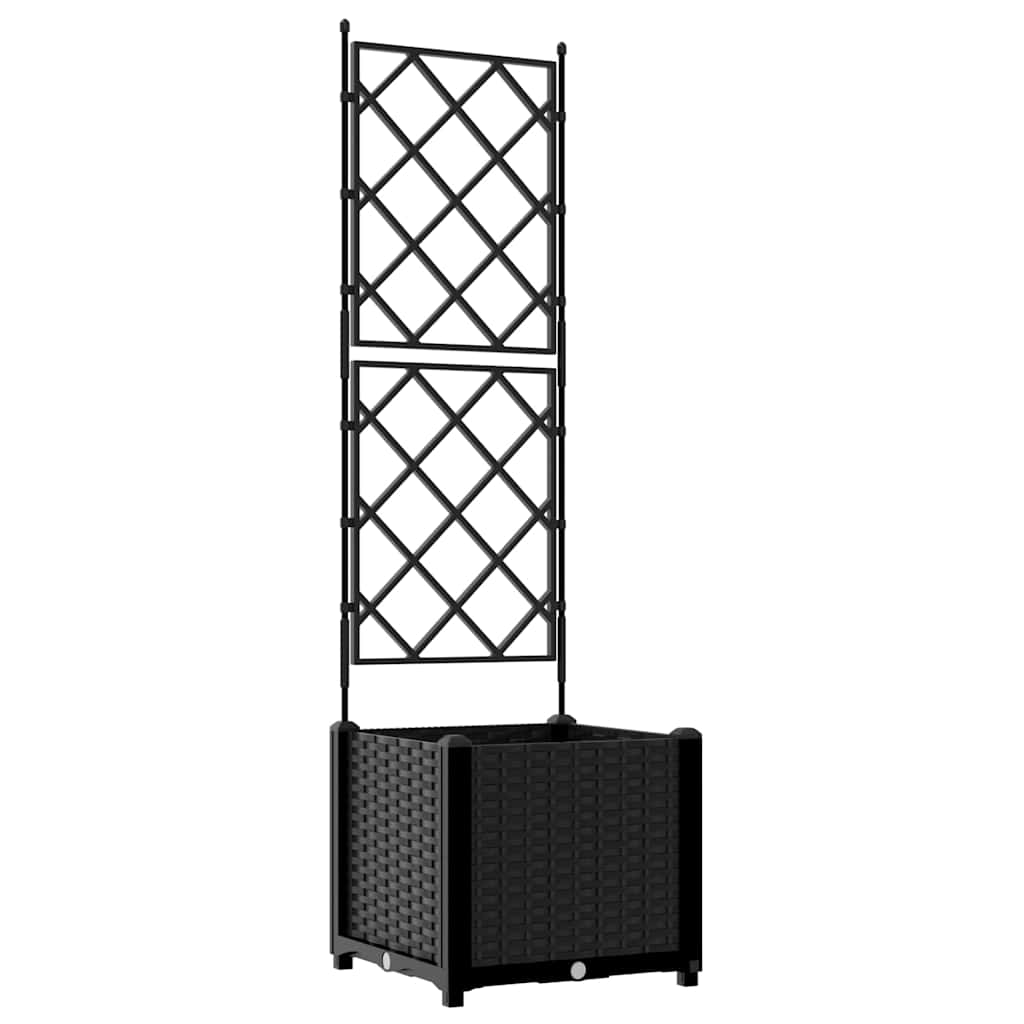 Ghiveci de grădină cu trellis Negru 40 x 40 x 143 cm PP GartenMobel Dekor