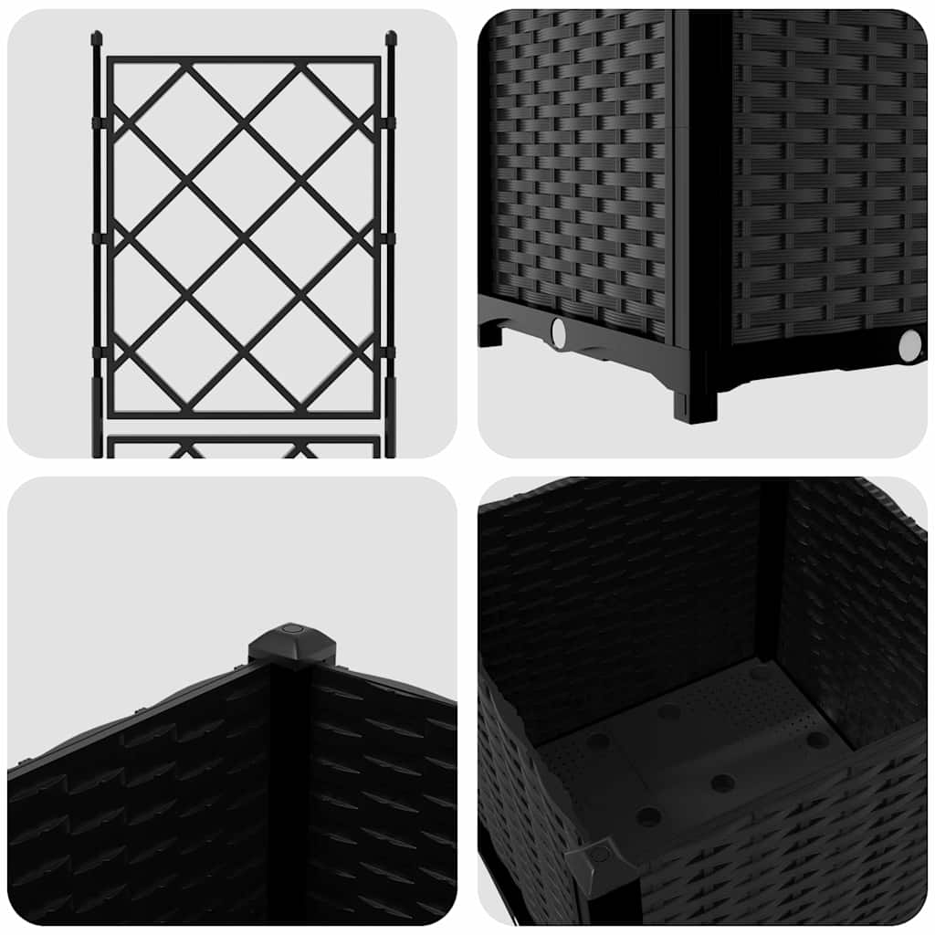Ghiveci de grădină cu trellis Negru 40 x 40 x 143 cm PP GartenMobel Dekor