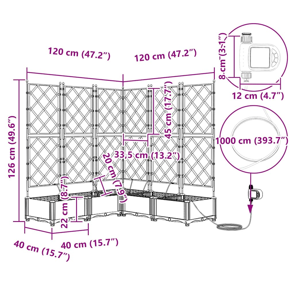 Ghivece pentru grădină Alb 120 x 120 x 126 cm Oțel GartenMobel Dekor