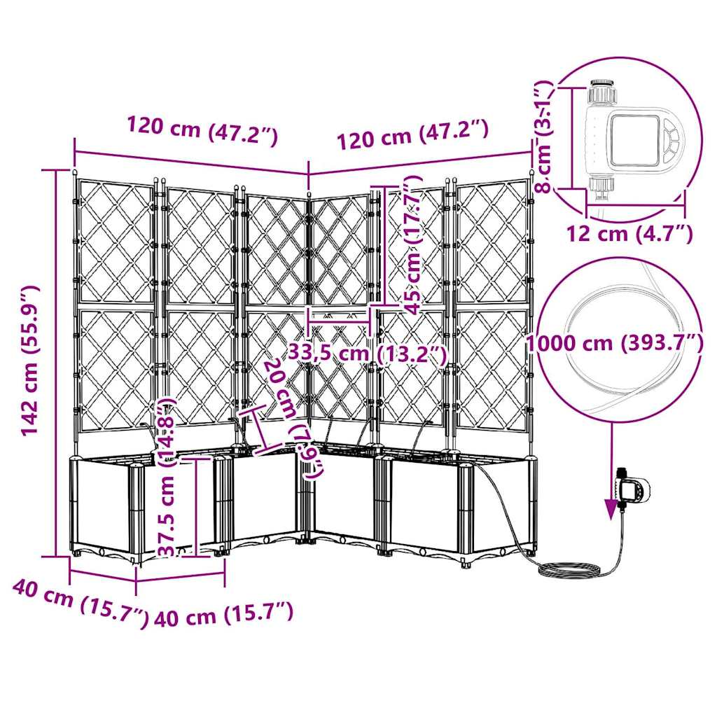 Ghivece pentru grădină Alb 120 x 120 x 142 cm Oțel GartenMobel Dekor