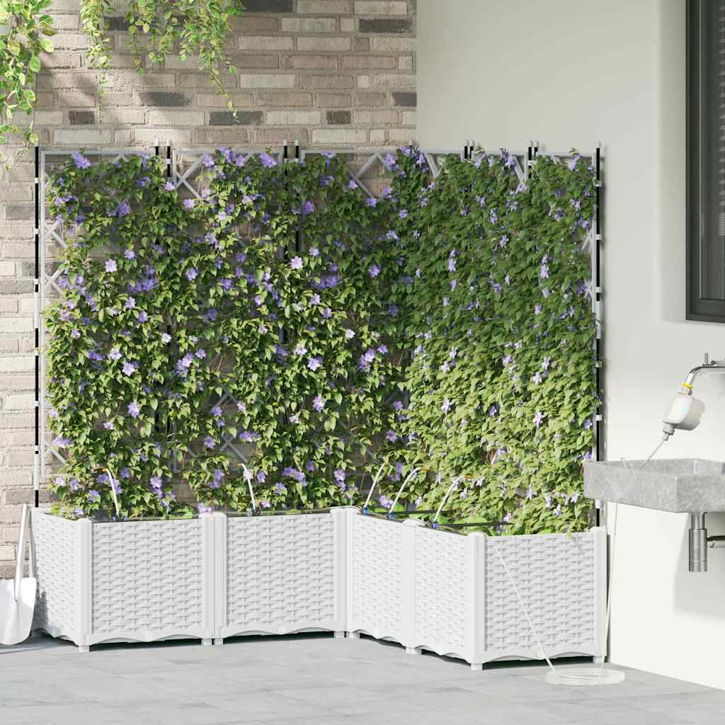 Ghivece pentru grădină Alb 120 x 120 x 142 cm Oțel GartenMobel Dekor