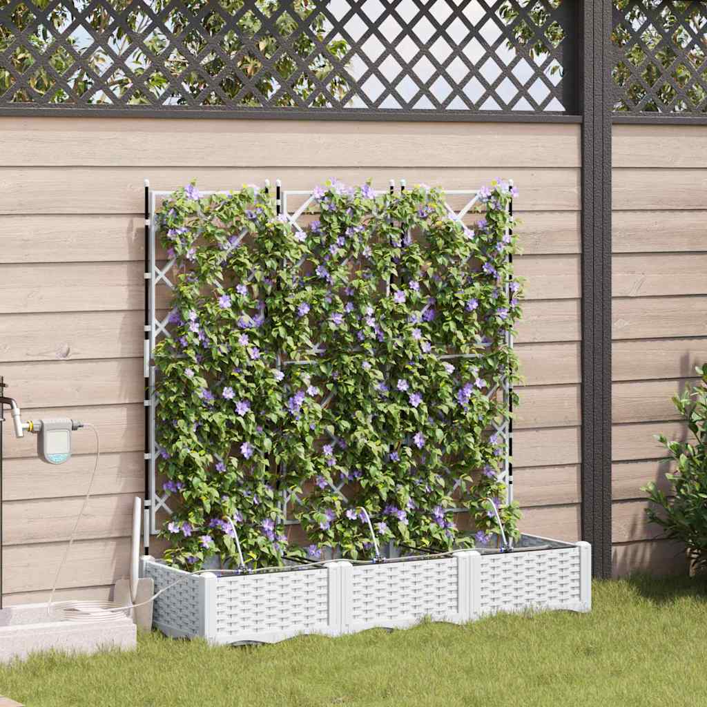 Ghivece pentru grădină Alb 120 x 40 x 126 cm Oțel GartenMobel Dekor