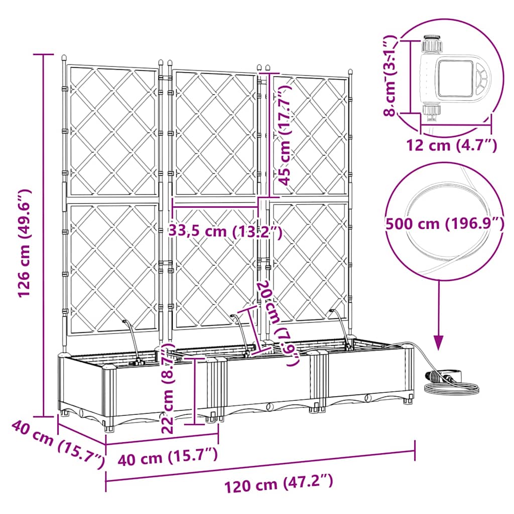 Ghivece pentru grădină Alb 120 x 40 x 126 cm Oțel GartenMobel Dekor