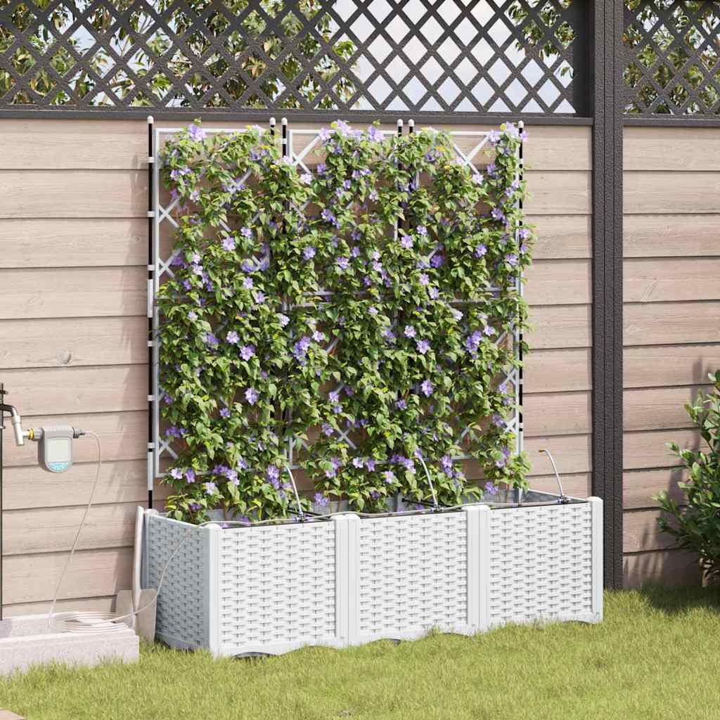 Ghivece pentru grădină Alb 120 x 40 x 142 cm Oțel GartenMobel Dekor