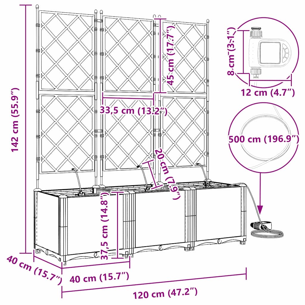 Ghivece pentru grădină Alb 120 x 40 x 142 cm Oțel GartenMobel Dekor