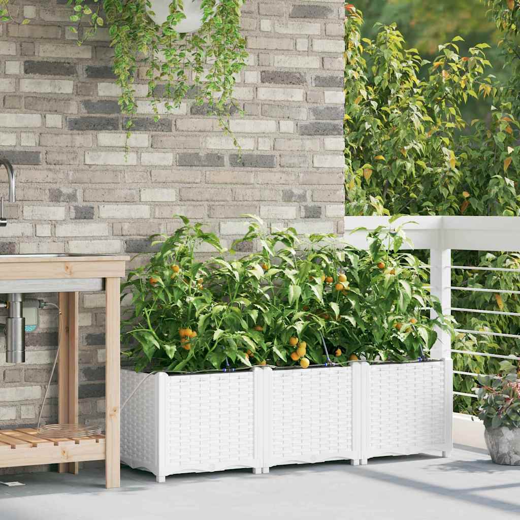 Ghivece pentru grădină Alb 120 x 40 x 37.5 cm Oțel GartenMobel Dekor