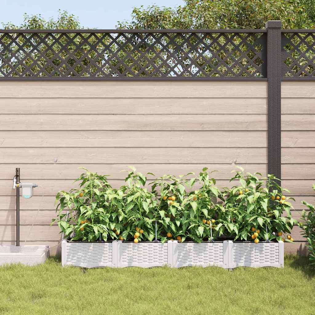 Ghivece pentru grădină Alb 160 x 40 x 22 cm Oțel GartenMobel Dekor