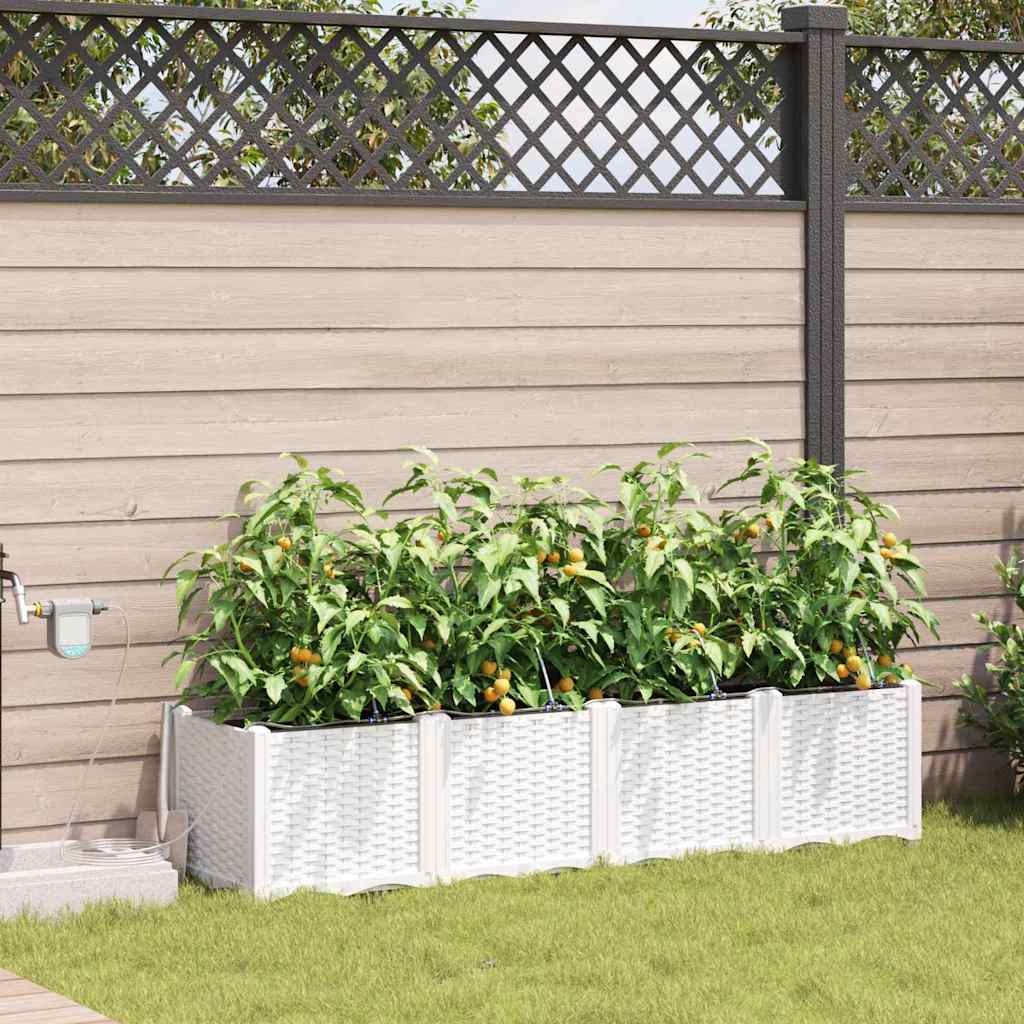 Ghivece pentru grădină Alb 160 x 40 x 37.5 cm Oțel GartenMobel Dekor