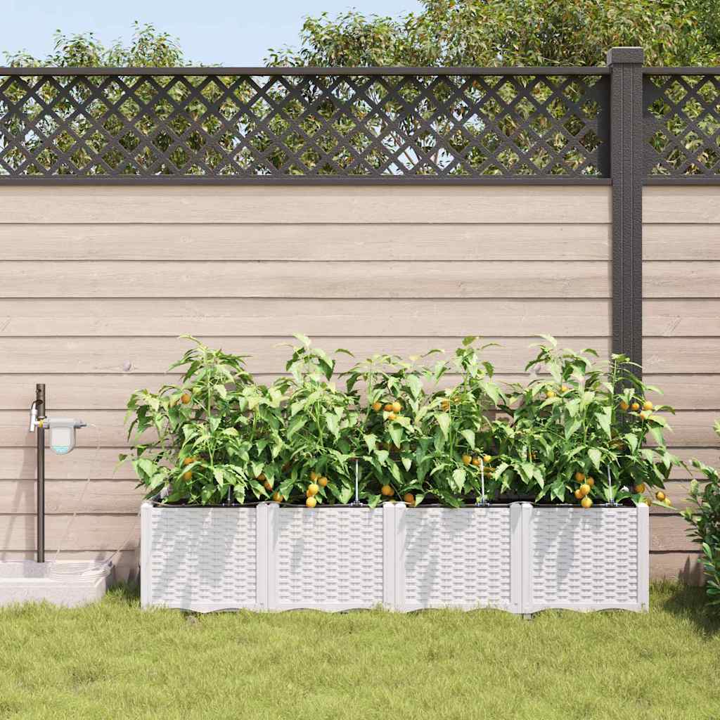 Ghivece pentru grădină Alb 160 x 40 x 37.5 cm Oțel GartenMobel Dekor