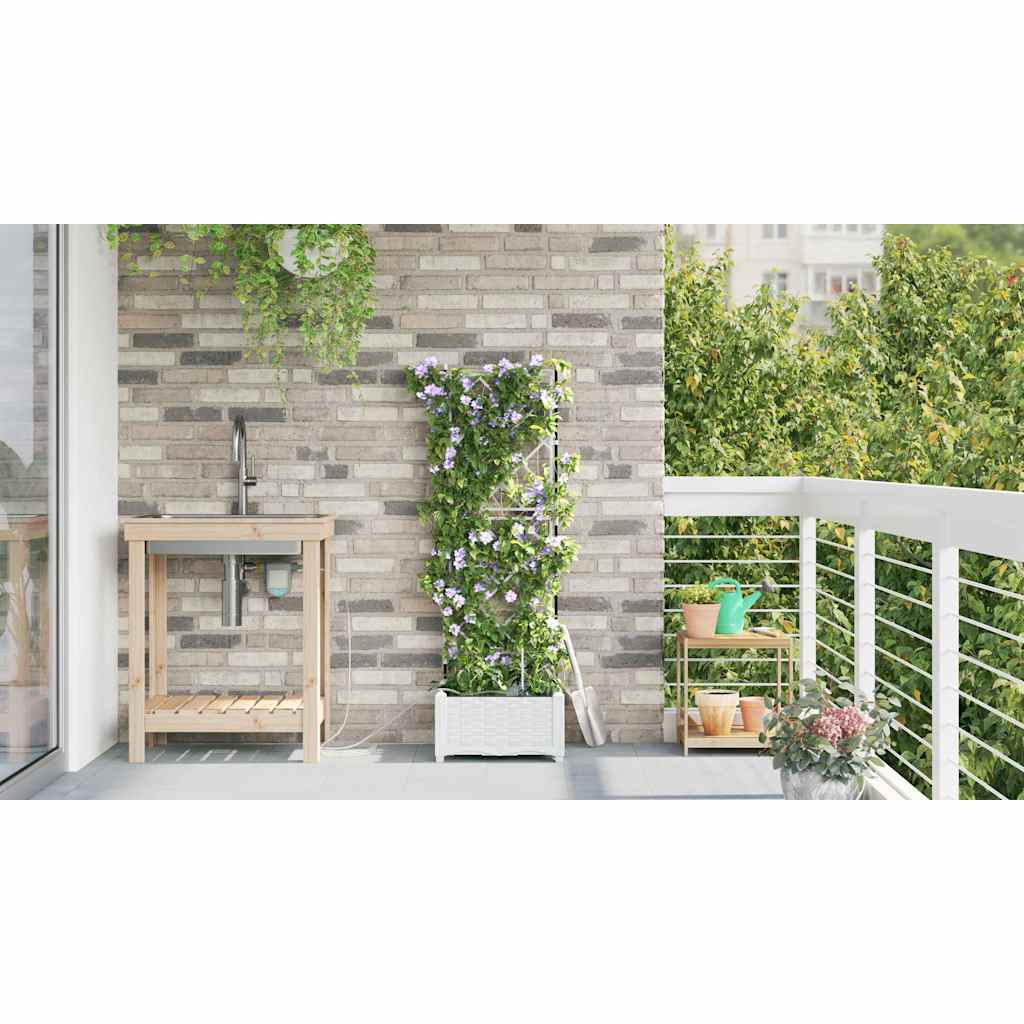 Ghivece pentru grădină Alb 40 x 40 x 126 cm Oțel GartenMobel Dekor