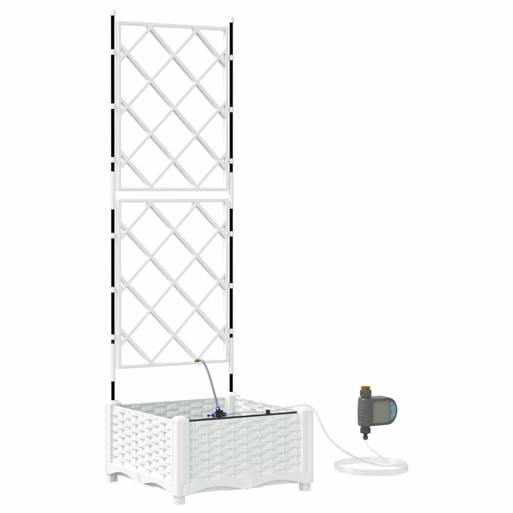 Ghivece pentru grădină Alb 40 x 40 x 126 cm Oțel GartenMobel Dekor