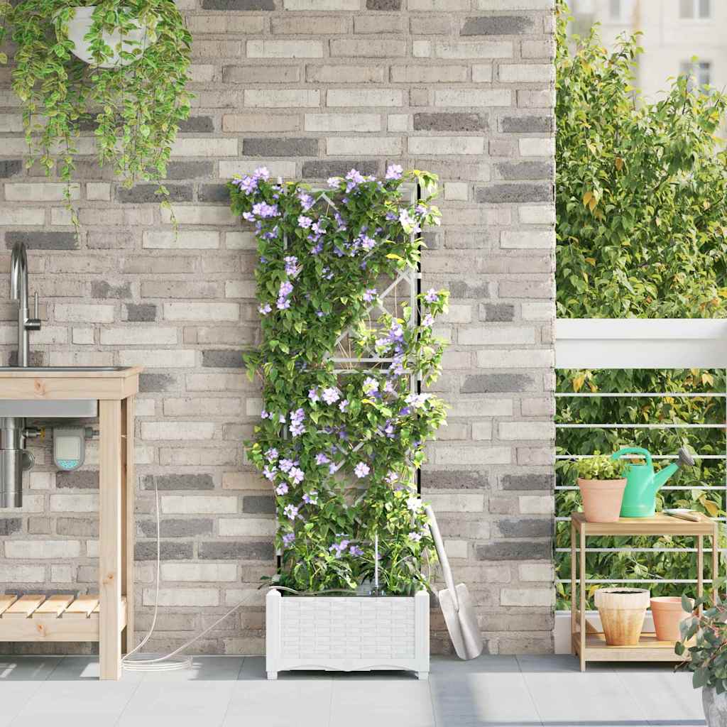 Ghivece pentru grădină Alb 40 x 40 x 126 cm Oțel GartenMobel Dekor