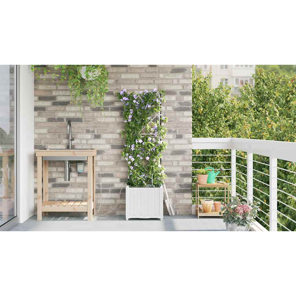 Ghivece pentru grădină Alb 40 x 40 x 142 cm Oțel GartenMobel Dekor