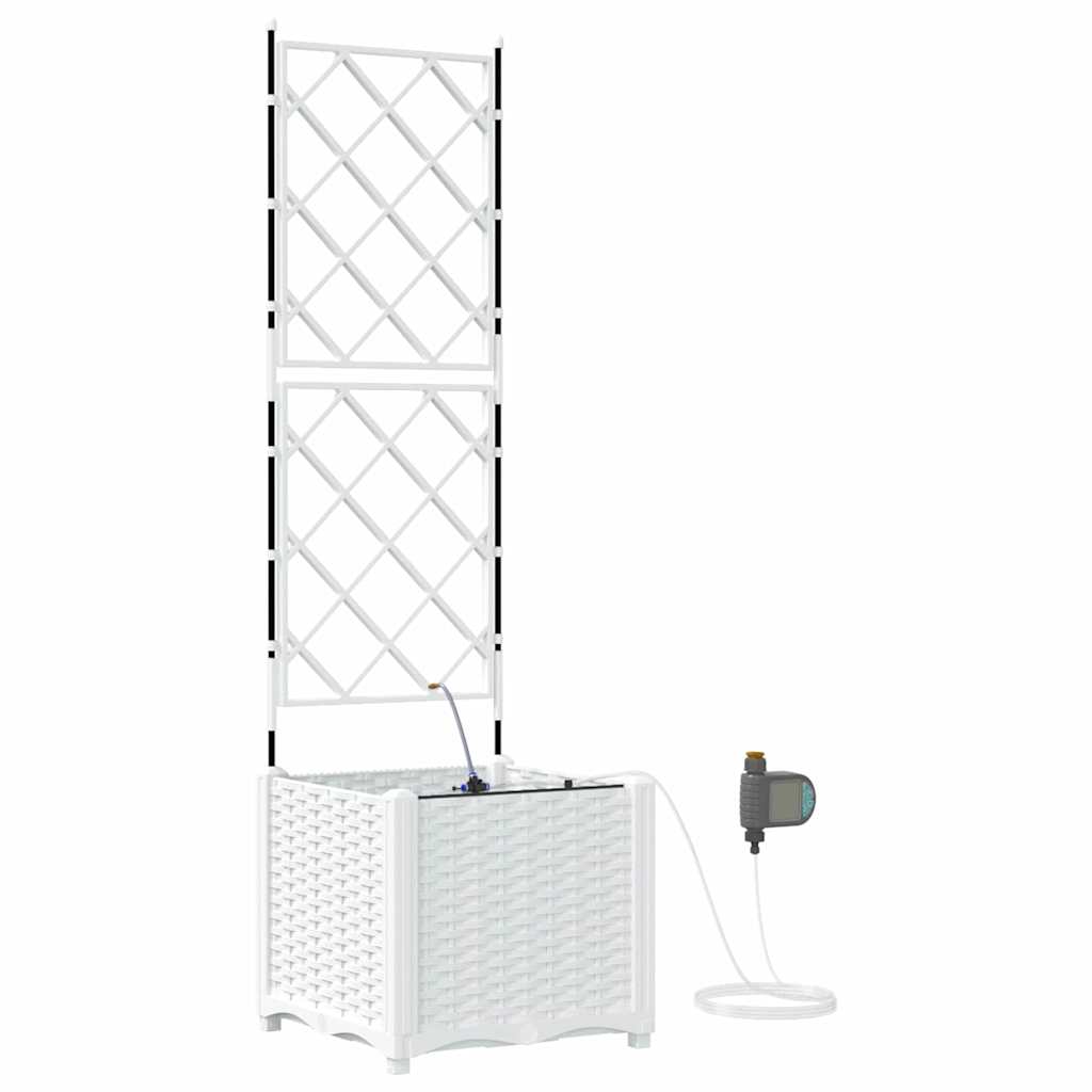 Ghivece pentru grădină Alb 40 x 40 x 142 cm Oțel GartenMobel Dekor