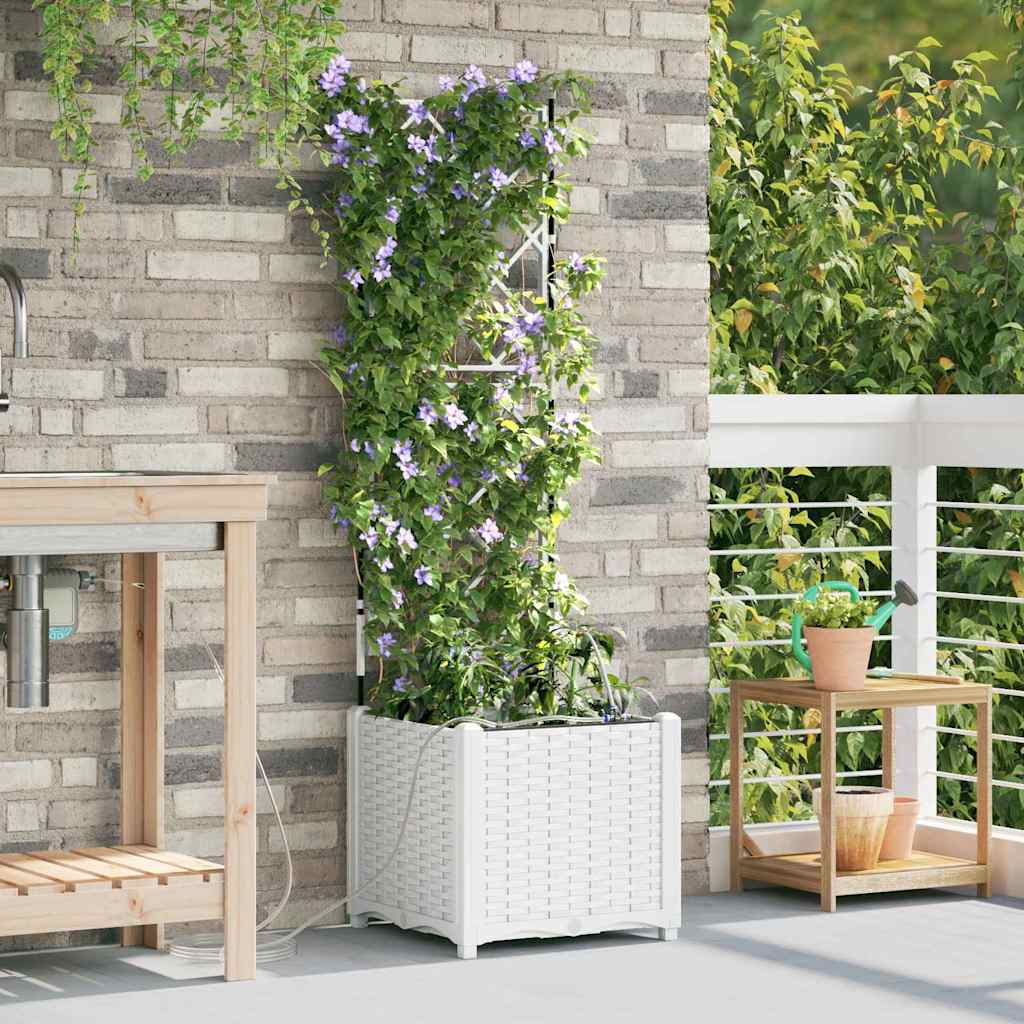 Ghivece pentru grădină Alb 40 x 40 x 142 cm Oțel GartenMobel Dekor
