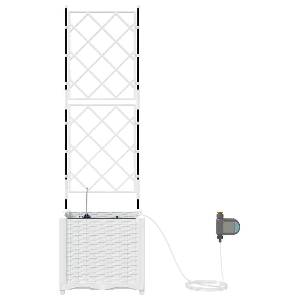 Ghivece pentru grădină Alb 40 x 40 x 142 cm Oțel GartenMobel Dekor