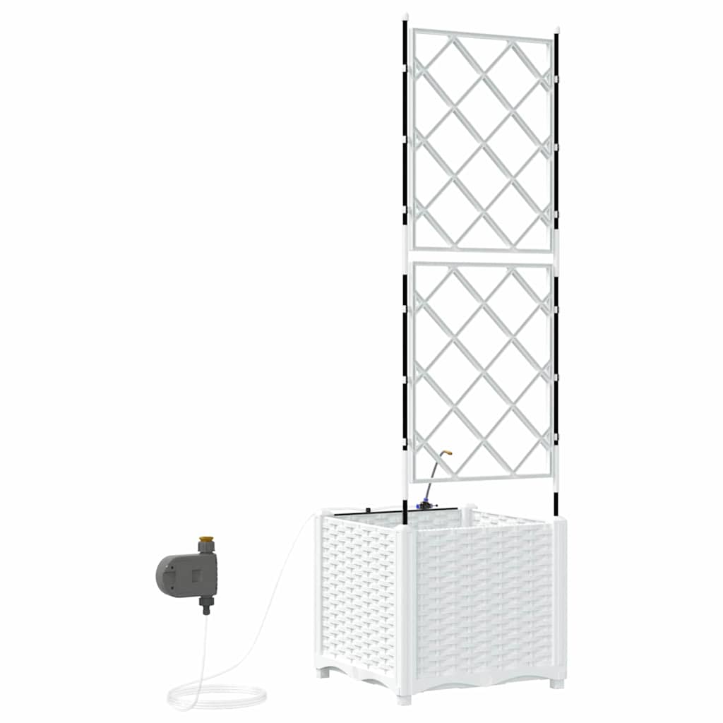 Ghivece pentru grădină Alb 40 x 40 x 142 cm Oțel GartenMobel Dekor